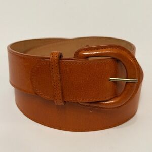 VTG Harken Brown Genuine Leather Belt Women's Small Wide Buckle 36"